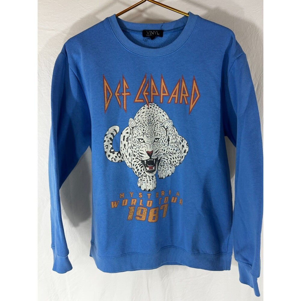 Def Leppard Hysteria World Tour 1987 Blue Sweatshirt Size Large Vinyl Icons